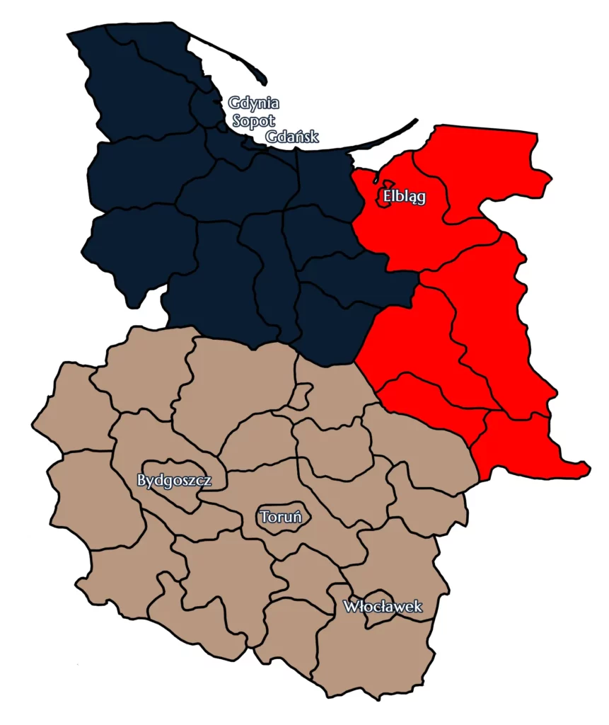 Mapa Właściwości Terytorialnej - Komornik Sądowy Tomasz Wojciechowski